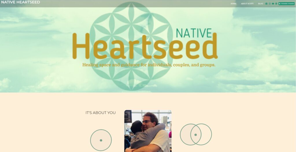 Screen capture of nativeheartseed.com page.
